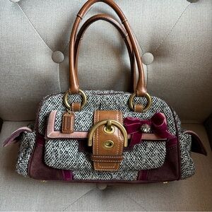 Vintage Coach Soho Tweed/Leather/Velvet/Suede Satchel bag limited edition